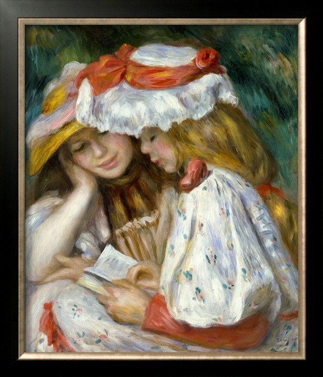 Two Girls Reading - Pierre-Auguste Renoir painting on canvas